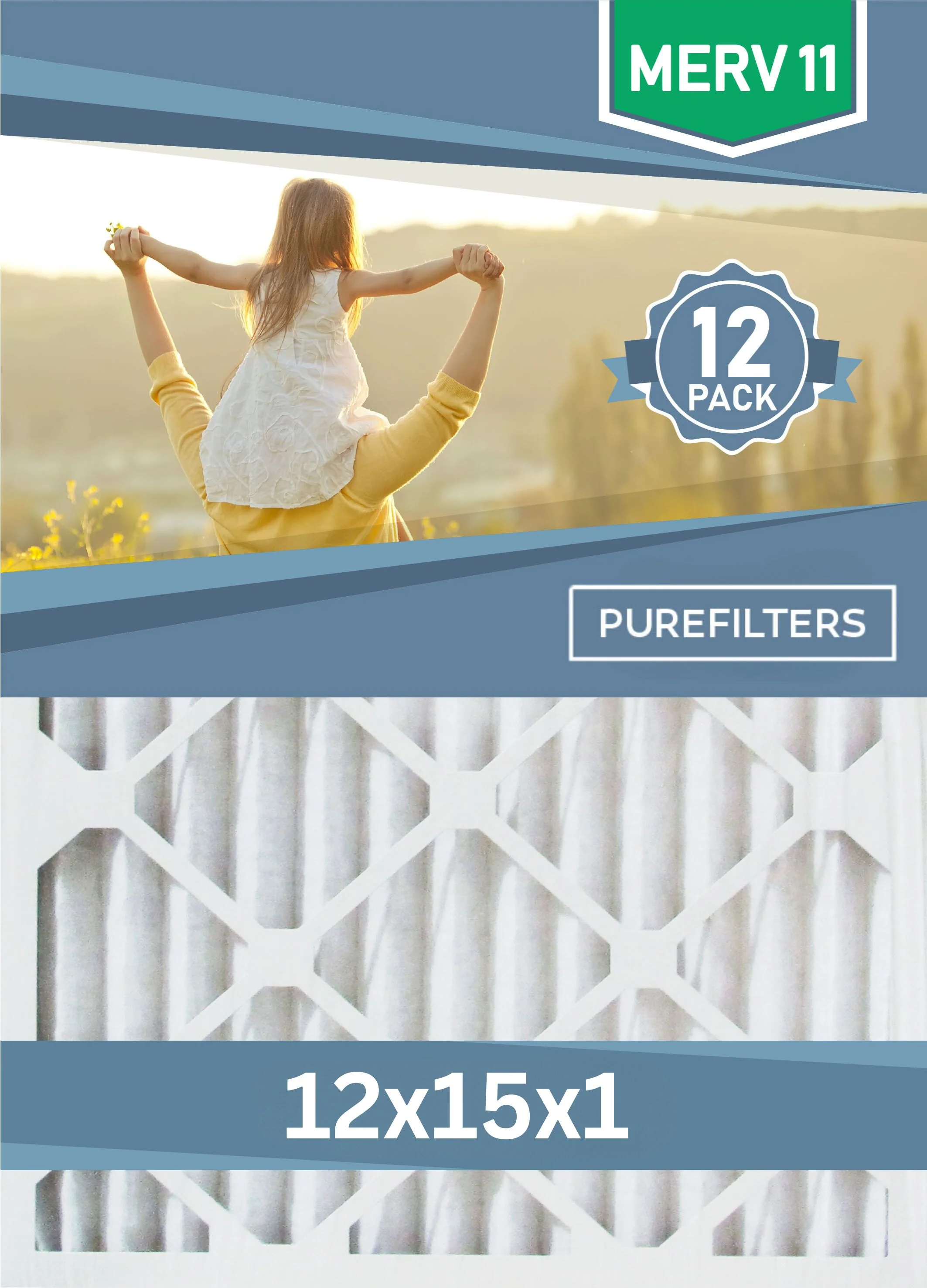 Pleated 12x15x1 Furnace Filters - (12-Pack) - Custom Size MERV 8, MERV 11 and MERV 13 - Image 3